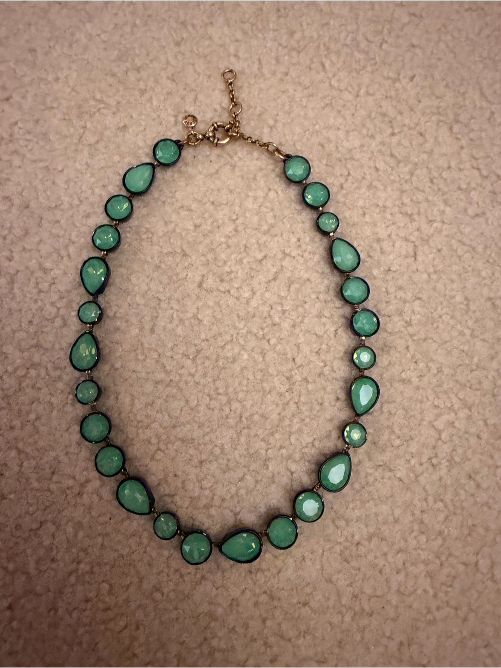 J.Crew Green Teardrop Statement Necklace - Gold Tone